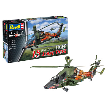 KIT PARA MONTAR REVELL HELICÓPTERO EUROCOPTER TIGER "15 JAHRE TIGER" 1/72 116 PEÇAS REV 03839